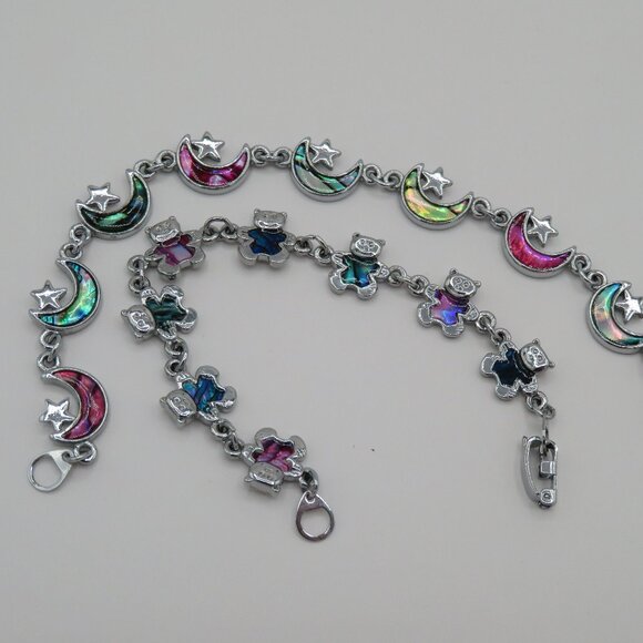 Bracelet Bundle Silver Tone Bracelets with Moons Stars Teddy Bears - Picture 1 of 7